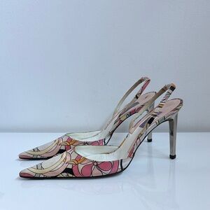 Emilio Pucci Pink and Cream Patterned Heels